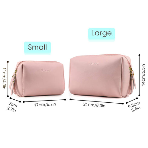 Narwey PU Leather Pink Makeup Bag, Travel Cosmetic Bag Toiletry Organizer with Compartments for Women