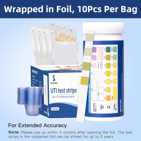 Sooenben 4-in-1 50ct 50 50 UTI Test Strips, Full Panel Urinary Tract Infection Test Kit at Home for Women Men Kids