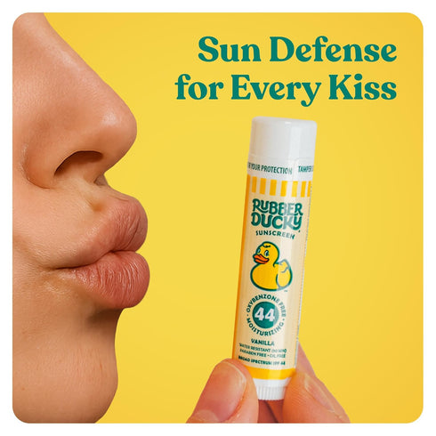 Rubber Ducky Lip Balm with SPF 44, Water Resistant Sunscreen Lip Balm, Vegan, Vanilla Flavor, Broad Spectrum Sunscreen