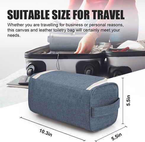 Pantheon Men's Toiletry Bag, Travel Wash Bag Hanging Dopp Kit for Bathroom Shower, Blue