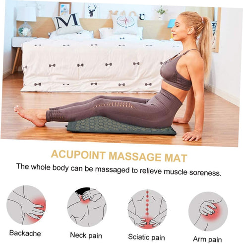 Set Acupressure Massage Mat and Pillow with Non-Slip Yoga Mat Gray, Practical Acupoint Massage Cushion for Back