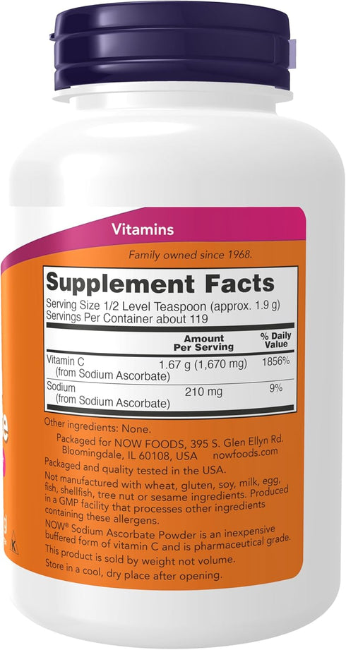 NOW Supplements, Sodium Ascorbate Powder, Buffered, Antioxidant Protection*, 8-Ounce