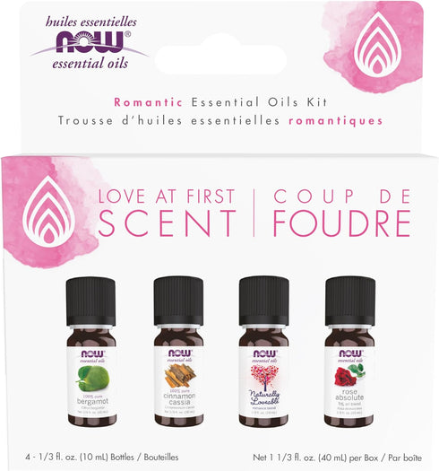 NOW Essential Oils Love at First Scent Aromatherapy Kit, 4x10ml with Child Resistant Caps