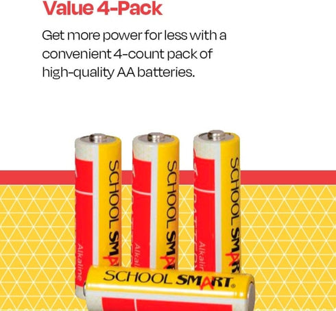 School Smart 595618 Pack 4 - Alkaline AA Battery