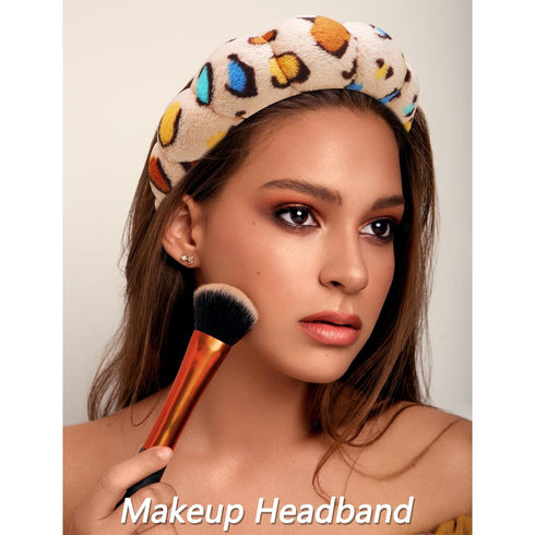 VELSCRUN 6 Pack Spa Headband Set, Makeup & Face Wash Headbands for Women, Leopard D
