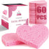 60-Count Compressed Facial Sponges, 100% Natural Cosmetic Spa Sponges for Cleansing, Exfoliating Mask (Pink Heart)