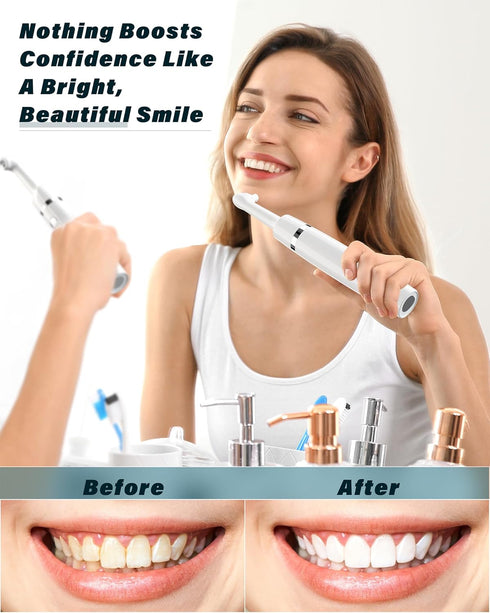 Tooth Polisher, Rechargeable Tooth Whitening Kit for Teeth Cleaning and Whitening, 3 Tooth Polish Paste and 5 Brush