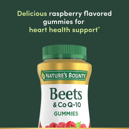 Q-10 Gummies Q10, 60 Gummies Natures Bounty Beets & Co for Heart Health, Coenzyme Beet Root Extract, Supports Healthy