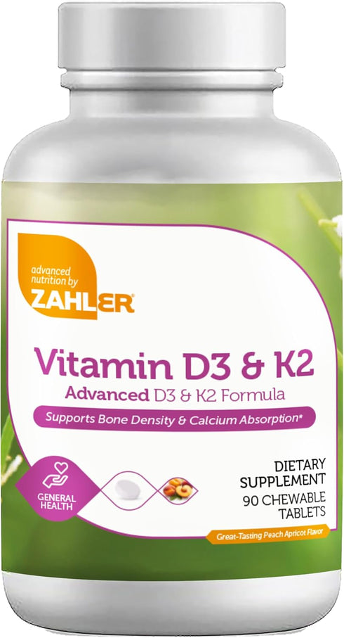 Zahler Vitamin D3 & K2 Chewable Supplement (90 Count), Certified Kosher for Calcium Absorption & Immune Support