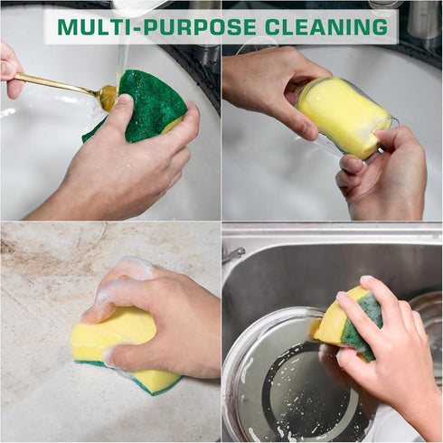 Kitchen Cleaning Sponges, 96 Pack Eco Non-Scratch for Dish and Scrub Sponges.