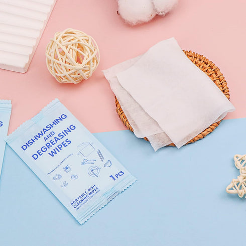 Portable Cleaning Wipes, 200 Disposable Dish Wipes, Individually Wrapped for Quick Cleaning, Easy to Carry