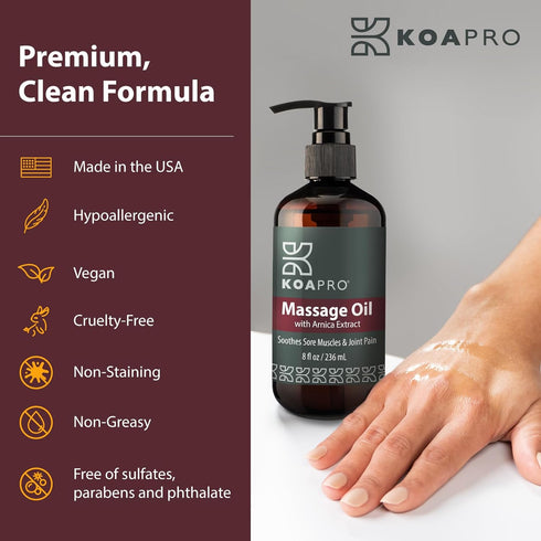 KOAPRO Massage Oil for Massage Therapy, Arnica Massage Oil for Pain Relief, Premium Body Massager Oil, 8 Fl Oz