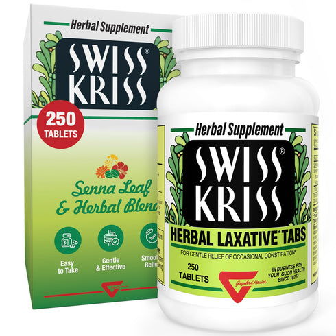 Swiss Kriss Herbal Laxative Tablets, Natural Laxatives for Constipation Relief, 250 Tablets