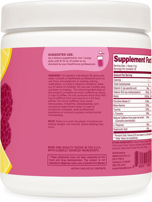 Pre-Workout Drink Mix Get-Going (Raspberry Lemonade Flavored, 30 Servings)