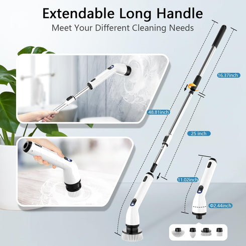 Electric Spin Scrubber, 2024 New Full-Body Waterproof Bathroom Scrubber with Power LCD Display