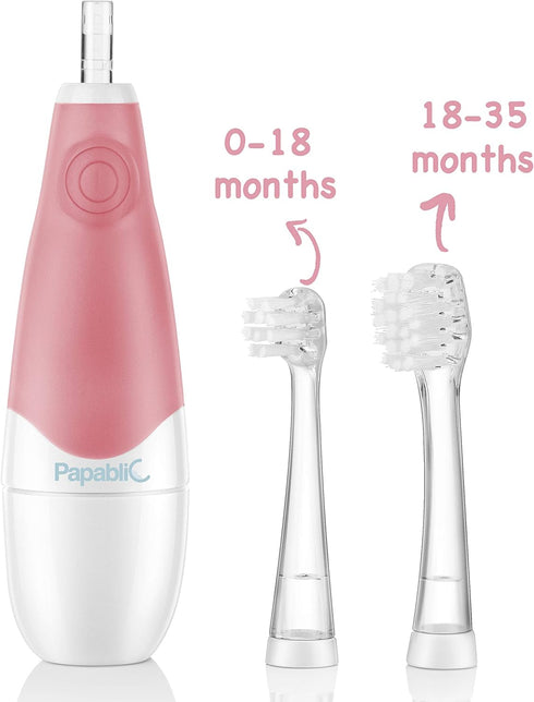Papablic BabyHandy Sonic Electric Toothbrush for Babies and Toddlers Ages 0-3 Years, Pink
