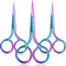 Mudder 3 Pack Small Nose Scissors for Facial Hair Trimming, Mini Beauty Stainless Steel Grooming Scissors (Rainbow