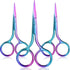 Mudder 3 Pack Small Nose Scissors for Facial Hair Trimming, Mini Beauty Stainless Steel Grooming Scissors (Rainbow