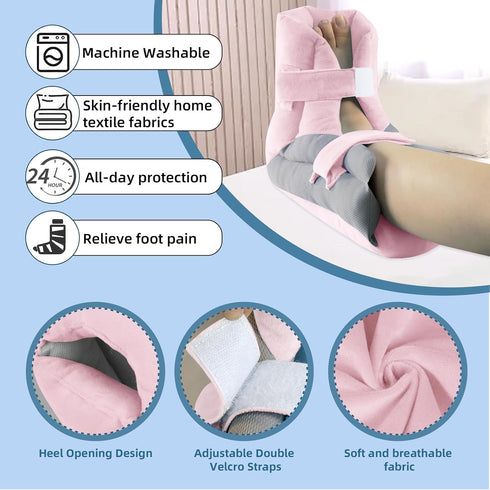 Heel Protectors Cushions for Heel Pain and Pressure, Adjustable Foot Support Pillow to Relief Bed Sores and Ulcers