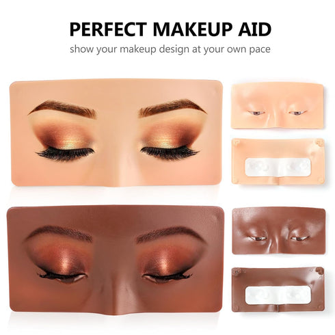 2Pcs Makeup Practice Face, 3D Reusable Silicone Makeup Practice Face Board, Makeup Mannequin Face is Perfect Aid to Practicing Makeup for Beginners and Professional Makeup Artists(Black+White)
