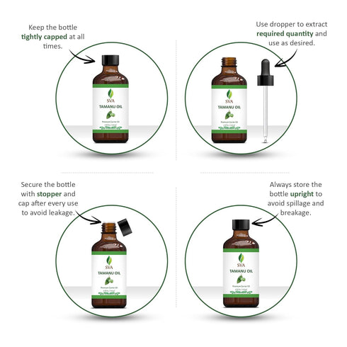 SVA Tamanu Oil - 4 Fl Oz – 100% Natural Cold Pressed Tamanu Oil for Face, Skin Care, Hair Care, Scalp Massage & Body