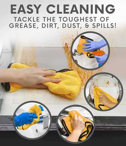 Solid 11" 22" (6) Multipurpose Plush Microfiber Cleaning Cloth Towel for Household, Car Washing, Drying & Auto