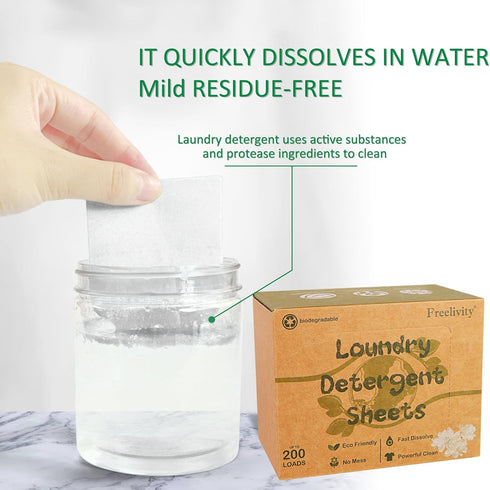 Laundry Detergent Sheets, Eco-Friendly, 200 Sheets, Fresh Linen Scent, Space Saving, Zero Waste for HE Machines