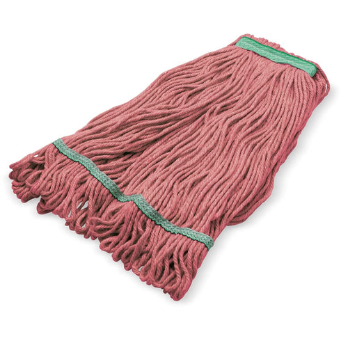 SPARTA Flo-Pac Acrylic Mop Head, Loop-Ended, Narrow Band with 1" Green Band for Organized Medium Cleaning (Pack of 12)