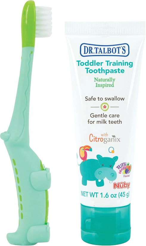 Talbot's 1.6 oz 6+ Dr. Toddler Training Toothbrush and Natural Kids Toothpaste with Citroganix - - Fluoride-Free