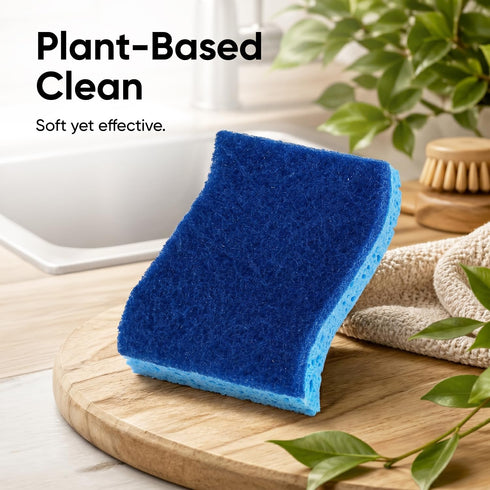 Set, Counter Pack 2, Non-Scratch Cellulose Sponge Kitchen Scrub Sponge with Scouring Pad Good for Non-Stick Cookware