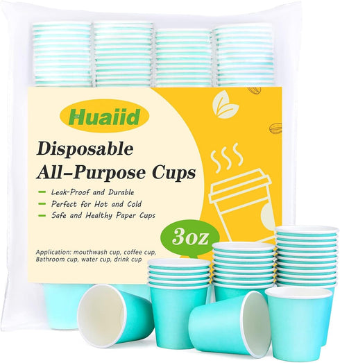 200 Pack Disposable 3 oz Paper Cups, Small Bathroom Espresso Cups for Mouthwash, Snack, Home, Condos, RVs (Blue)