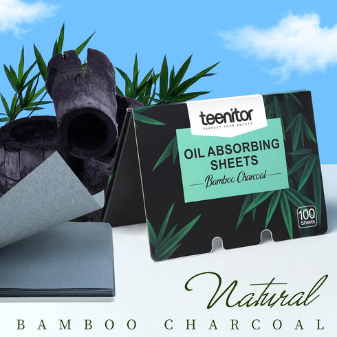 Teenitor Bamboo Charcoal Blotting Paper - 1200 Count Oil Absorbing Sheets for Face Oil Control, Perfect for Oily Skin