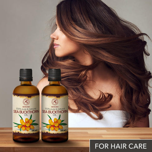 Sea Buckthorn Oil, 2pack of 2 x 3.4oz, Cold Pressed, Pure & Natural Carrier Oil for Hair, Face, Body Care