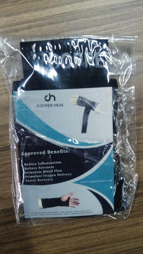 COPPER HEAL Adjustable Long WRIST Brace Compression Sleeve Wraps for Right & Left Hands, Short Sleeves Recovery Support