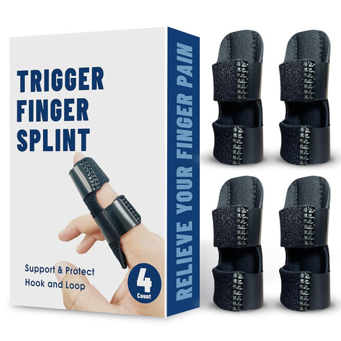 4 Pcs Trigger Finger Splints/Brace for Knuckle Immobilization, Pain Relief for Index, Middle, Ring Fingers
