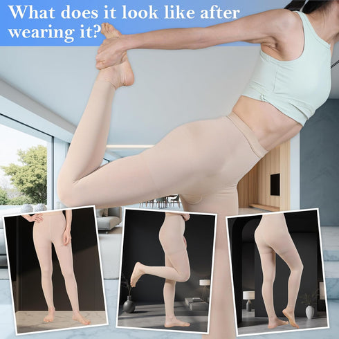 XUANSHOW 20-30mmHg Medical Compression Pantyhose, Women Compression Stockings & Leggings, Opaque Footless High Waist