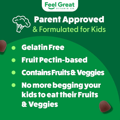 Gummies Gummies Gummy 60 Count Feel Great Super Green for Kids | Fruit and Vegetable | Vegan Veggie Multivitamin