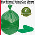 Eco-Blend Max Can Liner, 60 Gallon, by Heritage Bag Co., 100 Pack, 38"x58", 0.8mil Green Tint, Made with 30% PCR