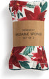 DEMDACO Poinsettia Red and Green Cotton Kitchen Sponge Set, 5 x 3 Inch, Set of 2