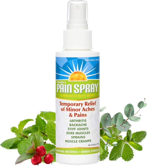 Premiere's Pain Spray - All-Natural Menthol & Peppermint Oil Herbal Blend for Joint and Nerve Pain