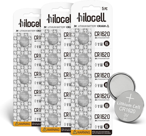 CR1620 3V Lithium Coin Battery, 15 Count Pack for Medical, Fitness Devices, Watches, and Smart Devices