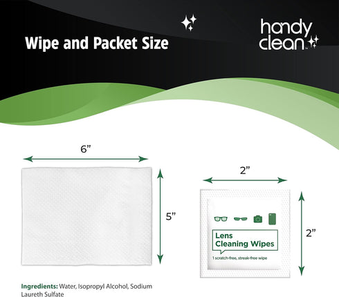 HandyClean Pre-Moistened Lens Cleaning Wipes, Eyeglass and Screen Wipes, 200 ct Individually Packed