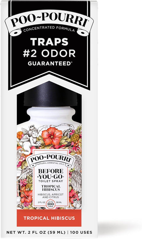 Poo-Pourri Before-You-Go Toilet Spray, Tropical Hibiscus - 2 Fl Oz with Hibiscus, Apricot and Citrus