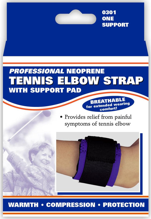 OTC Forearm Band, Compression Strap with Support Pad, Black, Large