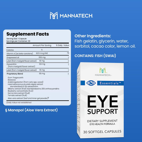Mannatech Eye Care Supplement with Lutein & Zeaxanthin, Supports General Eye Health - 30 Softgels