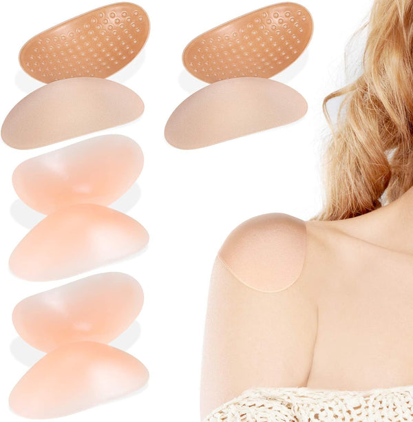 WILLBOND 4 Pairs Women Shoulder Pads, Push Up Soft Adhesive Silicone Anti Slip Enhancer for Clothing (Flesh Color)