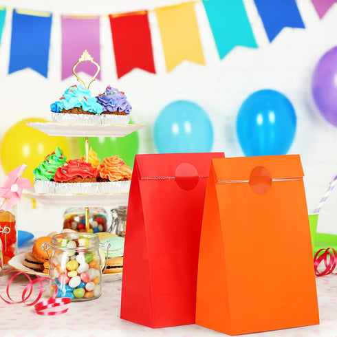 Cooraby 30 Pack Rainbow Gift Bags Candy Paper Bags with Stickers, 5.1 x 3.1 x 9.4 Inches for Birthday Party
