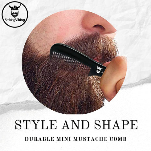 Striking Viking Mustache Wax & Comb Kit - Beard & Moustache Wax for Men with Strong Hold Natural Beeswax (Sandalwood