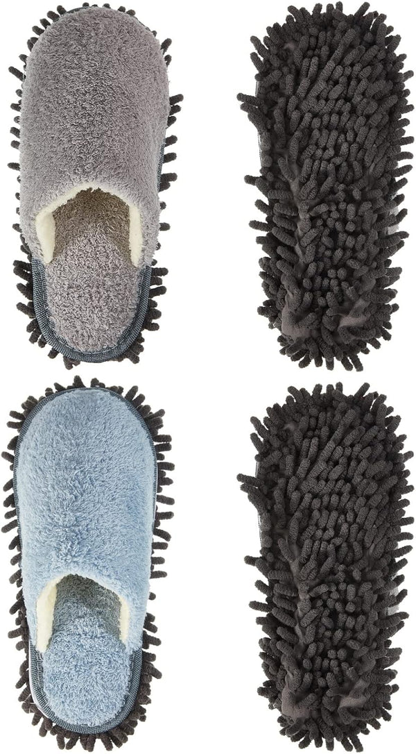 Jecery 2 Pair Microfiber Slippers, Washable Cleaning Slippers for Floor Dust and Dirt Cleaning Tool Supplies