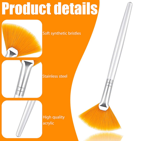 Patelai 14 Pieces Fan Brushes Applicator, Mask Brushes for Facial Makeup Tools, White and Yellow